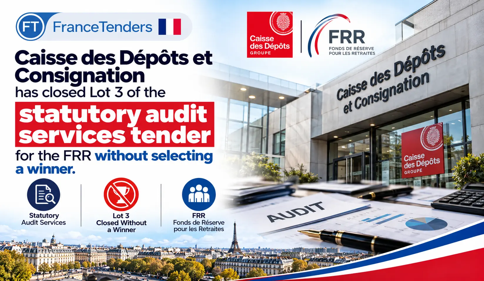 Caisse des Dépôts et Consignation has closed Lot 3 of the statutory audit services tender for the FRR without selecting a winner.
